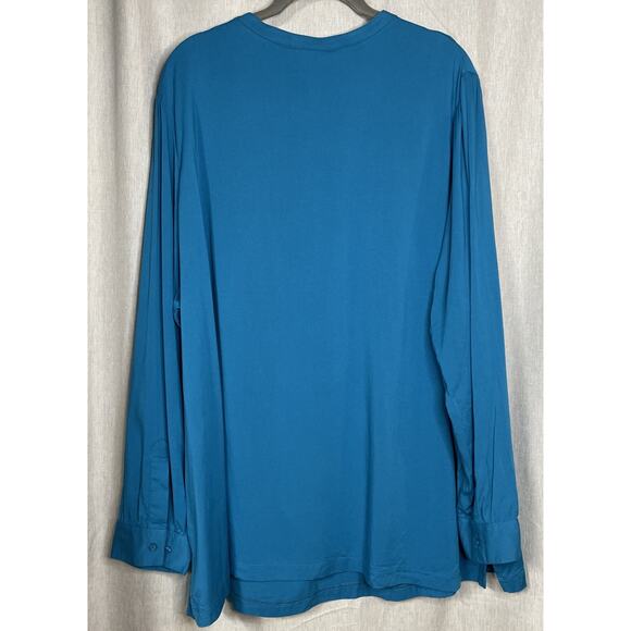 National Since 1952 Women 3X Lightweight Blouse - 1/4 Button - Long SLV Blue NWT - Picture 6 of 8